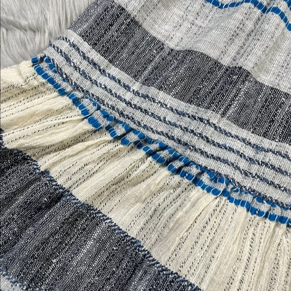 Free People All Lined Up Blue Multi Striped Puff Sleeve Mini Dress XS - Picture 4 of 12